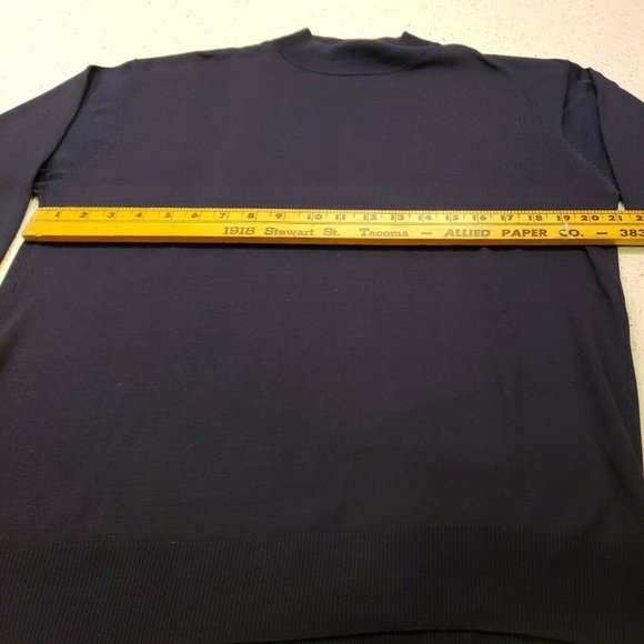 Anthology Mens L Sweater Navy blue Textured Long Sleeve 100% Silk - Picture 4 of 6